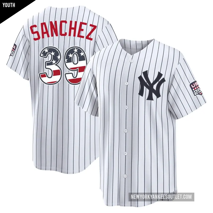 Youth New York Yankees ＃39 Ali Sanchez Limited White USA 250 Fourth Of July Home Stadium Jersey