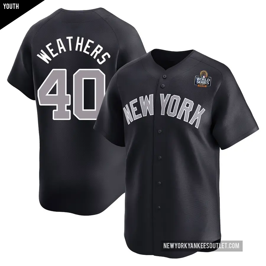 Youth New York Yankees ＃40 Ryan Weathers Limited Navy Alternate 2024 World Series Jersey