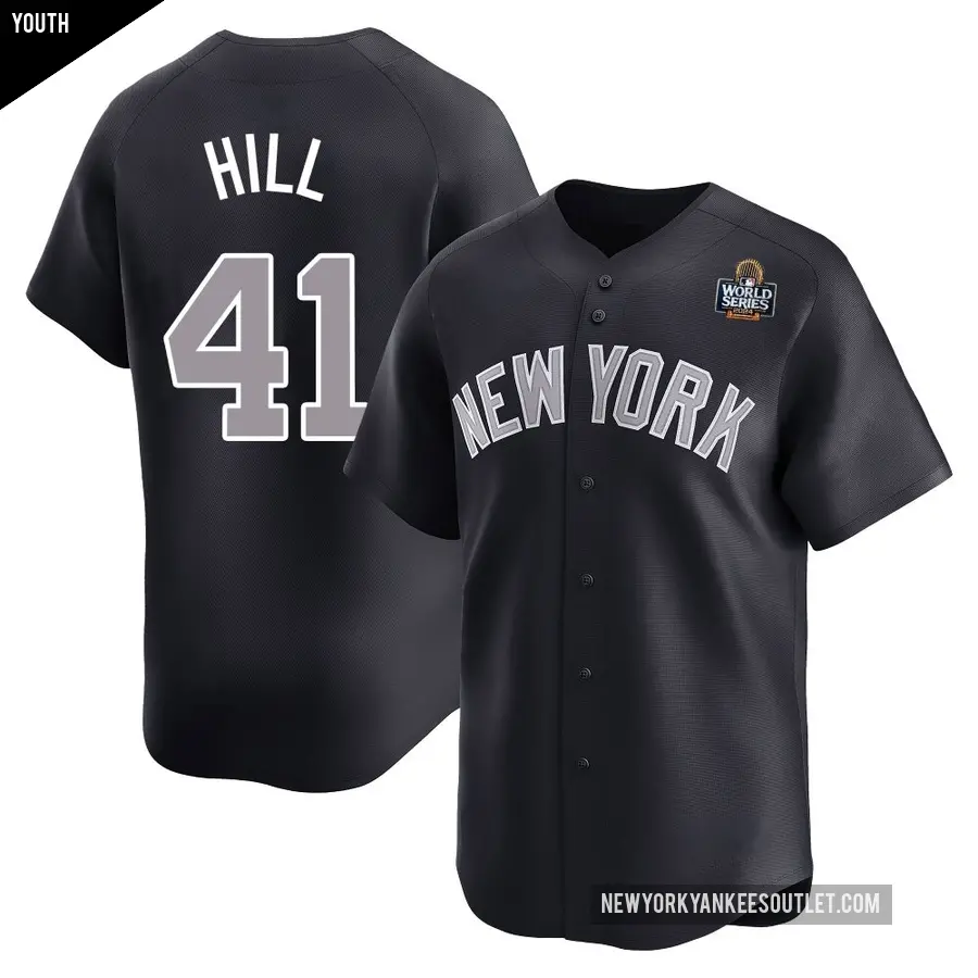 Youth New York Yankees ＃41 Tim Hill Limited Navy Alternate 2024 World Series Jersey