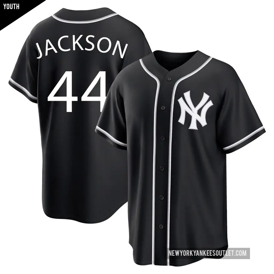 Youth New York Yankees ＃44 Reggie Jackson Replica Black Fashion Out Jersey