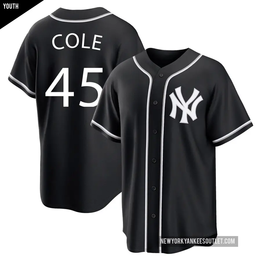 Youth New York Yankees ＃45 Gerrit Cole Replica Black Fashion Out Jersey
