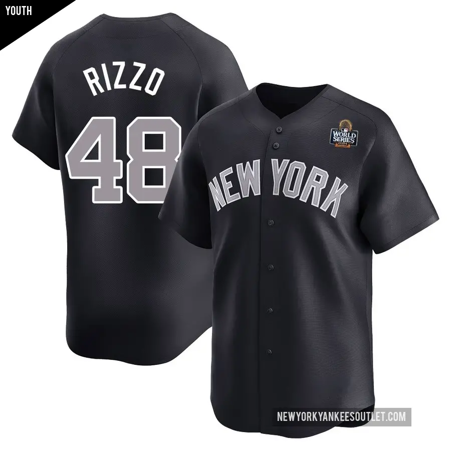 Youth New York Yankees ＃48 Anthony Rizzo Limited Navy Alternate 2024 World Series Jersey