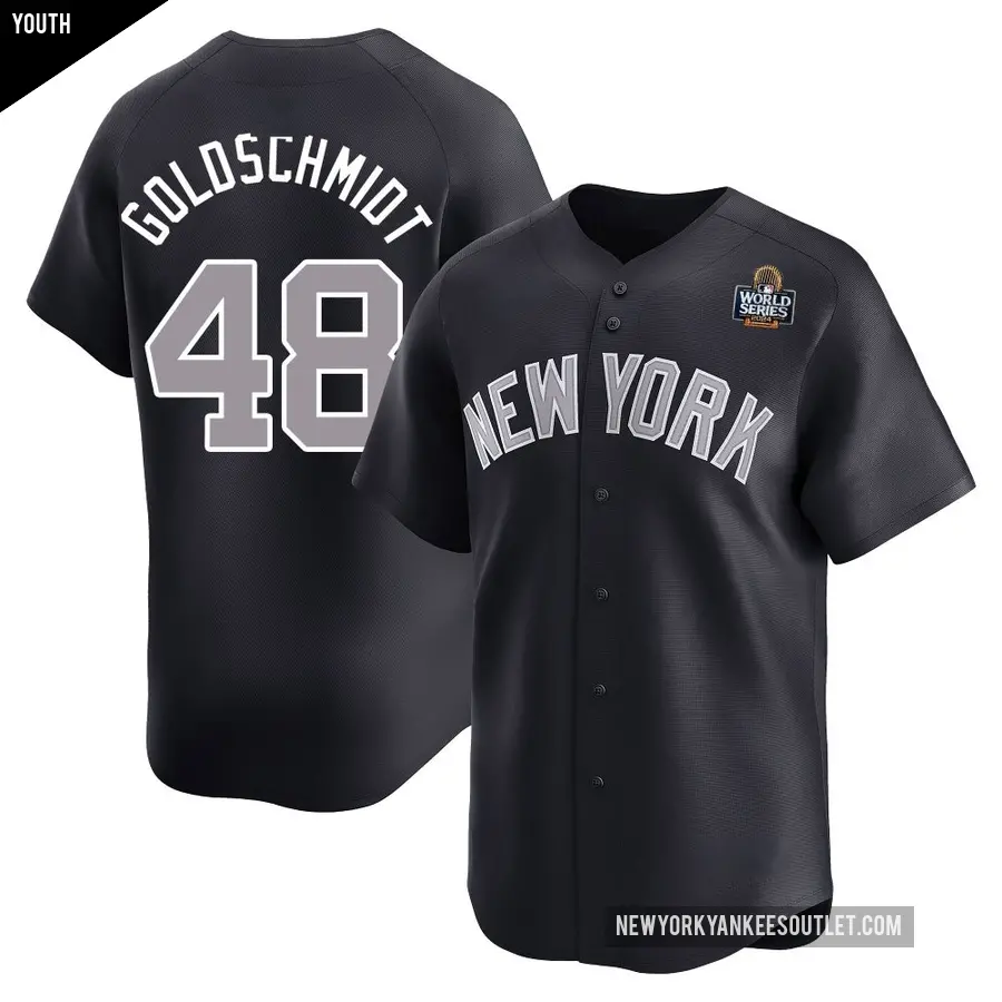 Youth New York Yankees ＃48 Paul Goldschmidt Limited Gold Navy Alternate 2024 World Series Jersey