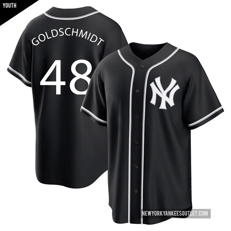 Youth New York Yankees ＃48 Paul Goldschmidt Replica Gold Black Fashion Out Jersey