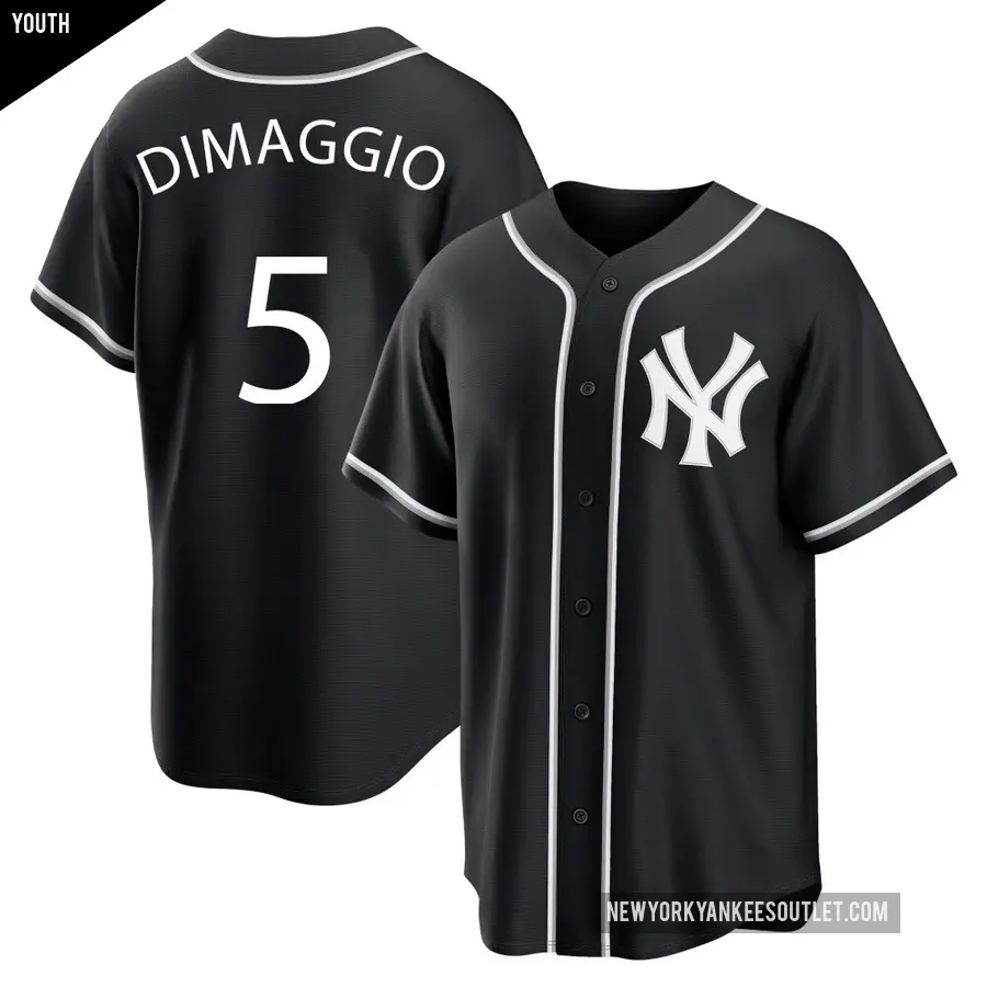 Youth New York Yankees ＃5 Joe DiMaggio Replica Black Fashion Out Jersey