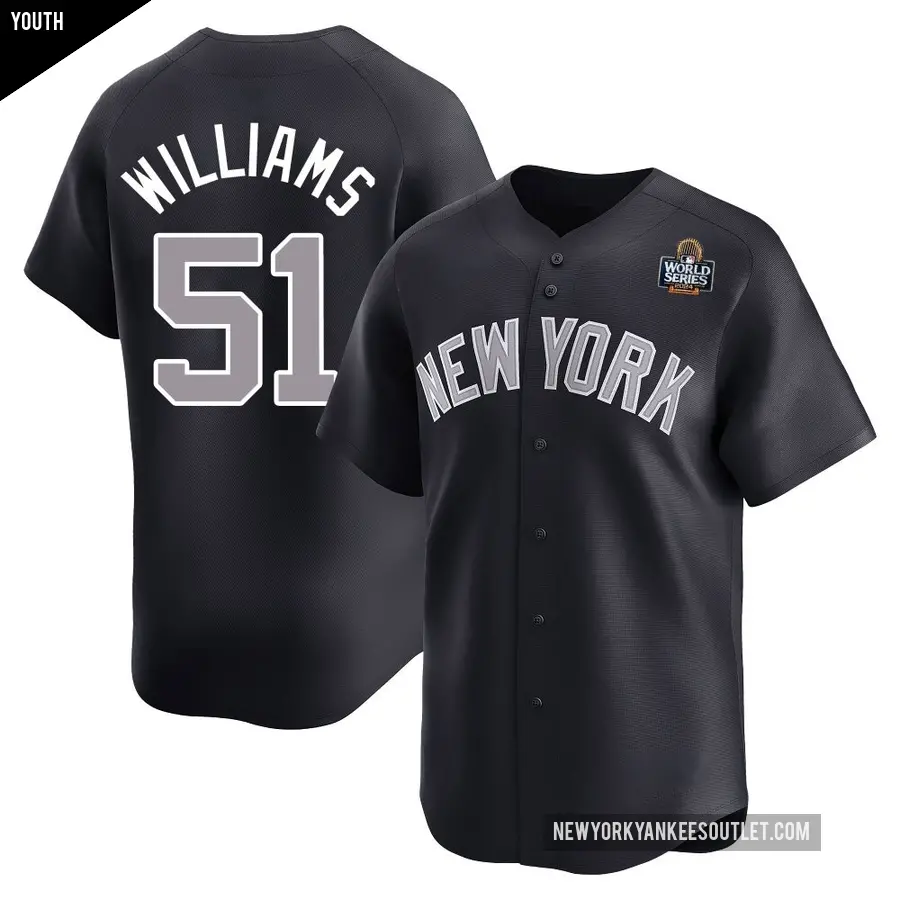Youth New York Yankees ＃51 Bernie Williams Limited Navy Alternate 2024 World Series Jersey