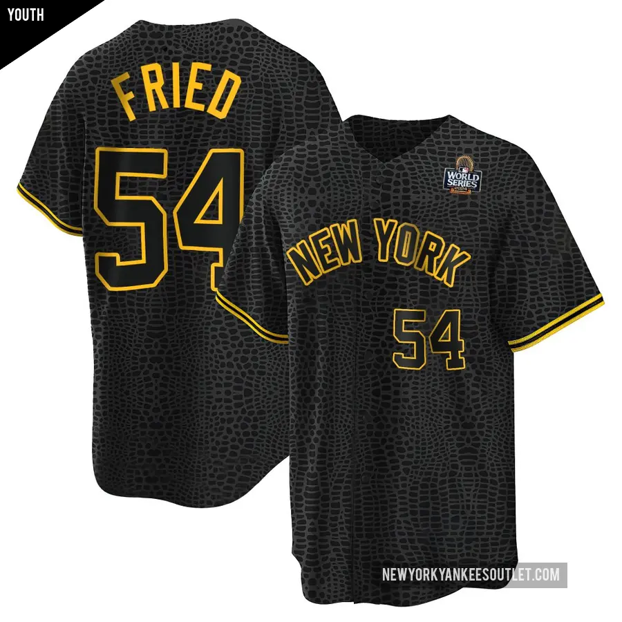 Youth New York Yankees ＃54 Max Fried Replica Black Snake Skin City 2024 World Series Jersey