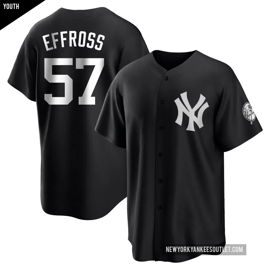 Youth New York Yankees ＃57 Scott Effross Replica Black/White Jersey