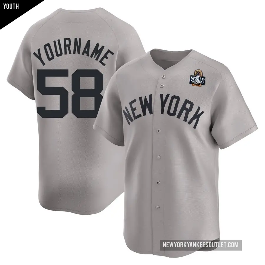 Youth New York Yankees ＃58 Paul Blackburn Limited Black Gray Away 2024 World Series Jersey