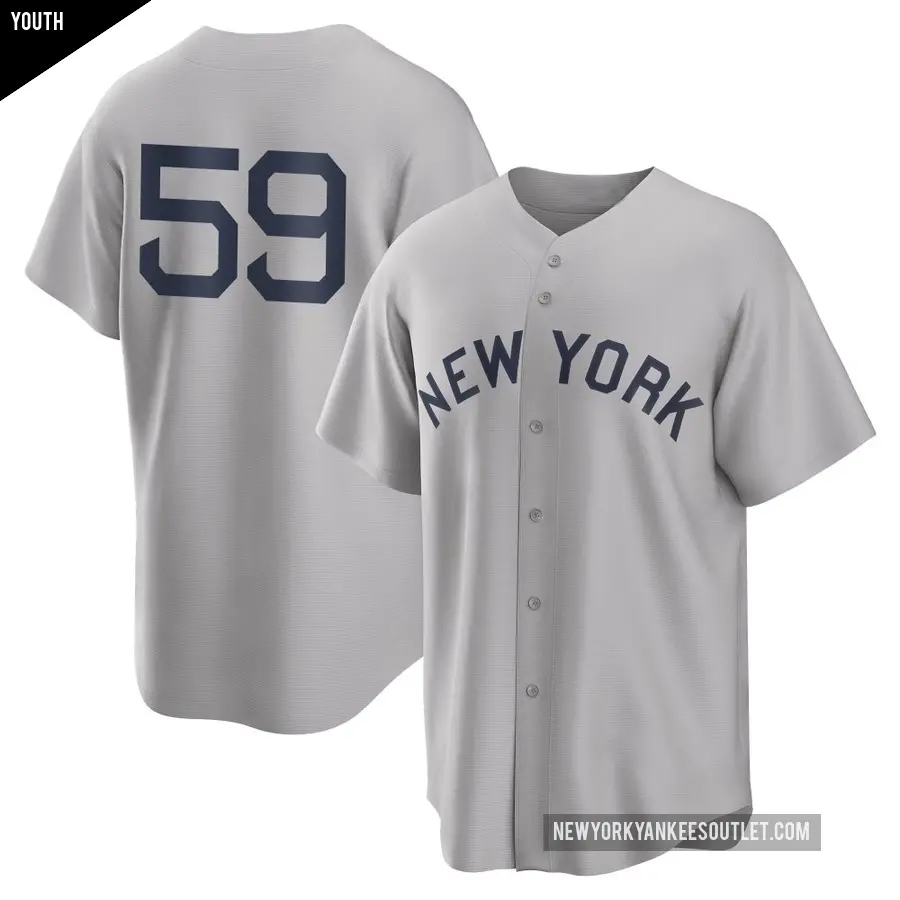 Youth New York Yankees ＃59 Carlos Carrasco Replica Gray 2021 Field of Dreams Jersey