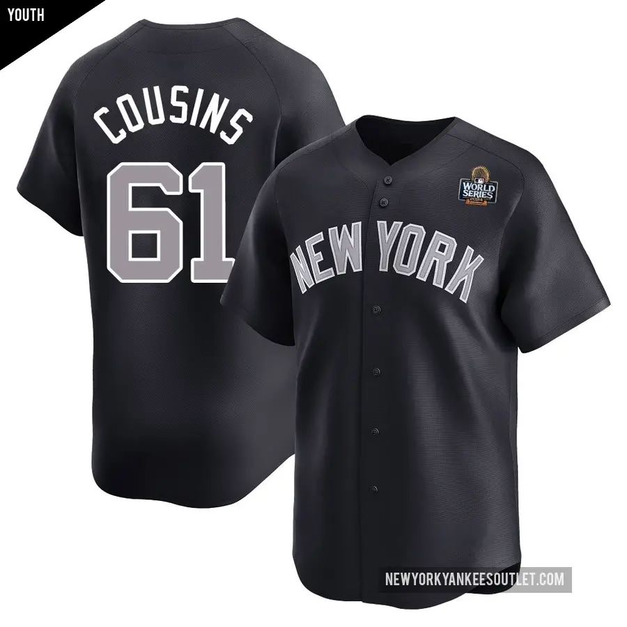 Youth New York Yankees ＃61 Jake Cousins Limited Navy Alternate 2024 World Series Jersey
