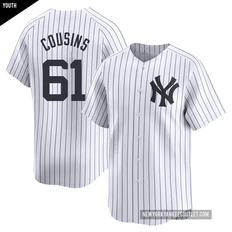 Youth New York Yankees ＃61 Jake Cousins Limited White Yankee Home Jersey