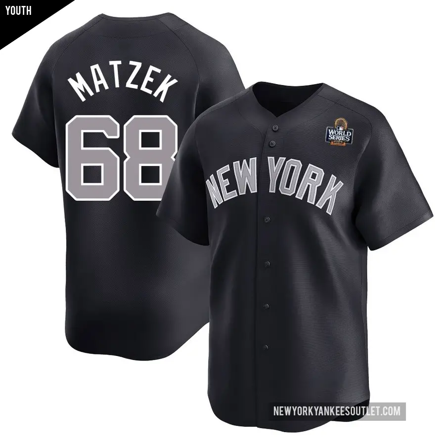 Youth New York Yankees ＃68 Tyler Matzek Limited Navy Alternate 2024 World Series Jersey