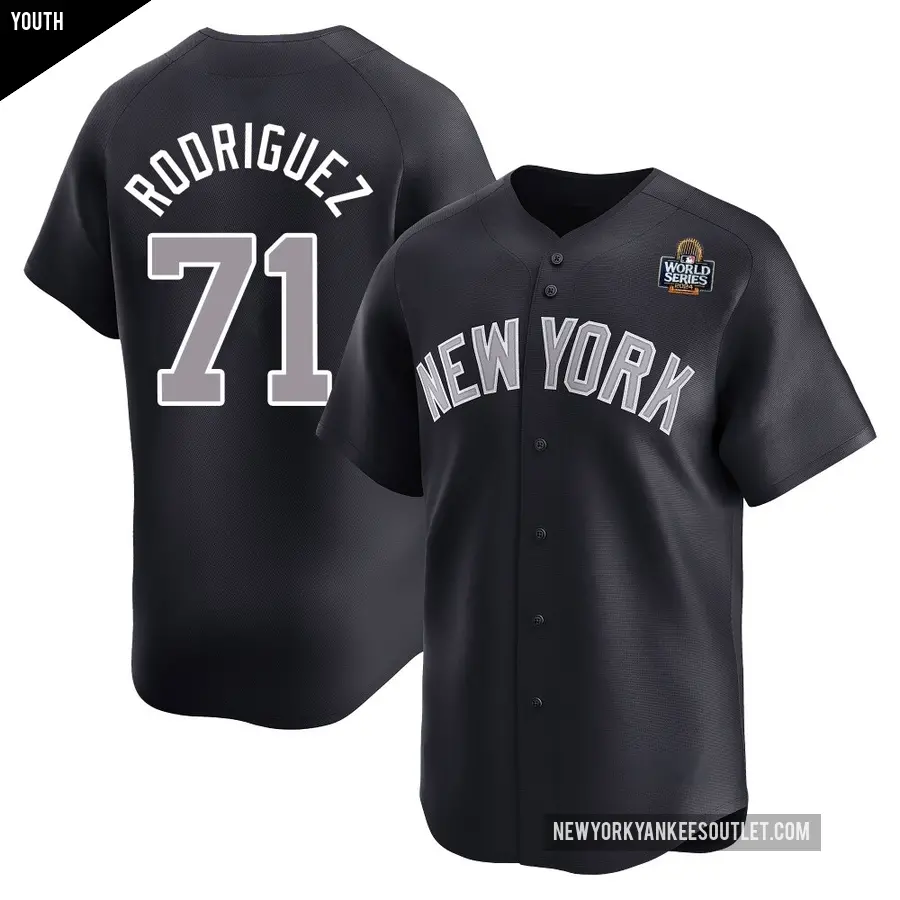 Youth New York Yankees ＃71 Elmer Rodriguez Limited Navy Alternate 2024 World Series Jersey