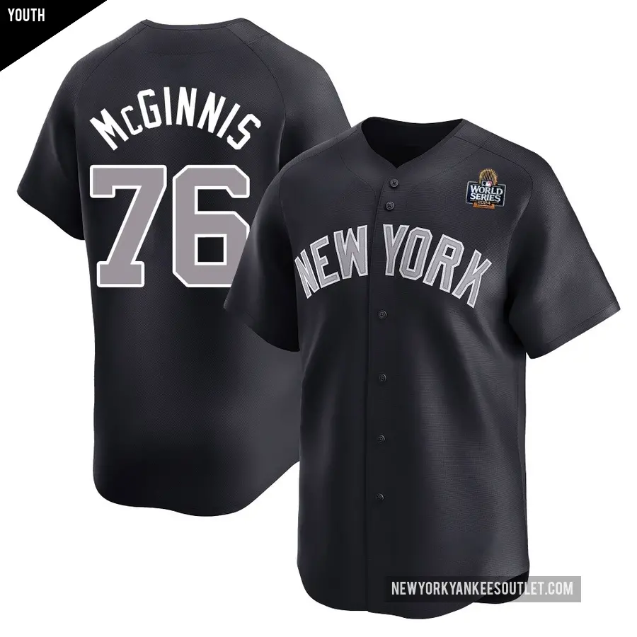Youth New York Yankees ＃76 Connor McGinnis Limited Navy Alternate 2024 World Series Jersey