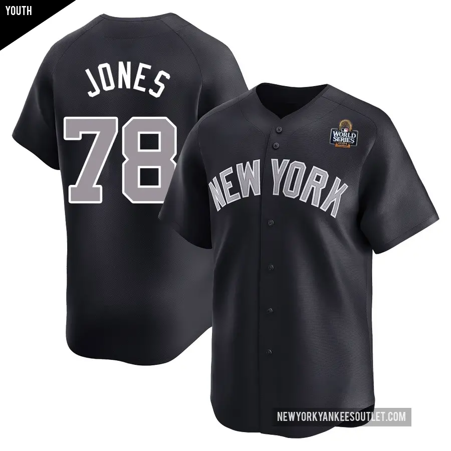 Youth New York Yankees ＃78 Spencer Jones Limited Navy Alternate 2024 World Series Jersey