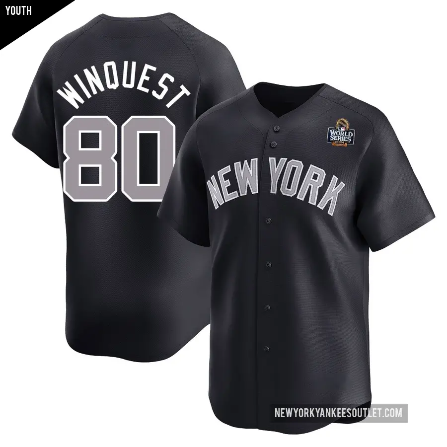 Youth New York Yankees ＃80 Cade Winquest Limited Navy Alternate 2024 World Series Jersey