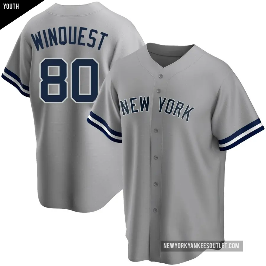 Youth New York Yankees ＃80 Cade Winquest Replica Gray Road Name Jersey