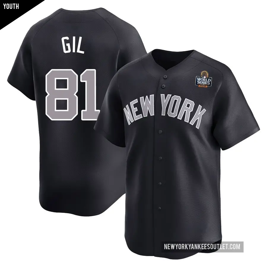 Youth New York Yankees ＃81 Luis Gil Limited Navy Alternate 2024 World Series Jersey