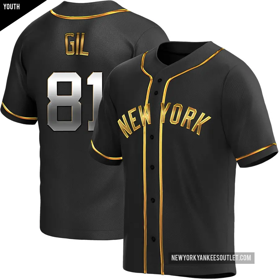 Youth New York Yankees ＃81 Luis Gil Replica Gold Black en Alternate Jersey