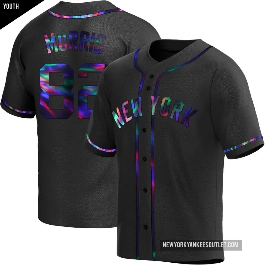 Youth New York Yankees ＃82 Cody Morris Replica Black Holographic Alternate Jersey