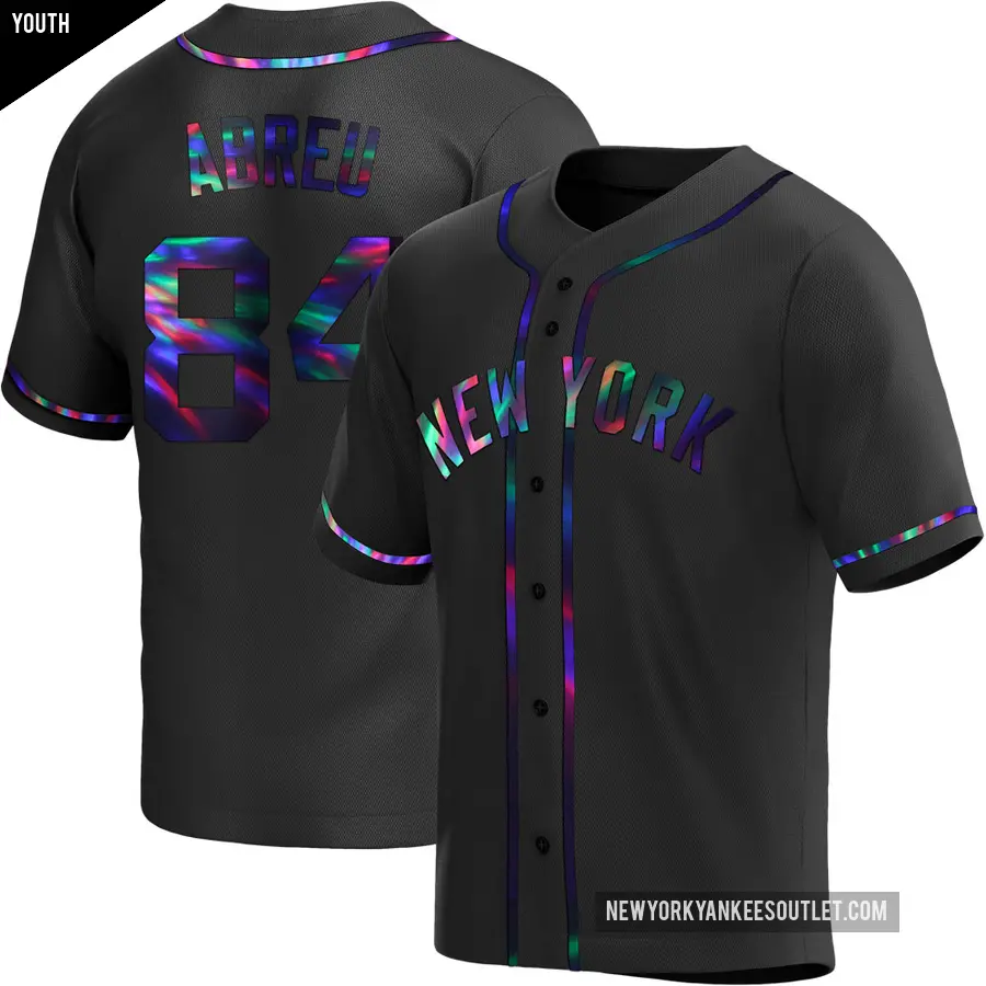 Youth New York Yankees ＃84 Albert Abreu Replica Black Holographic Alternate Jersey