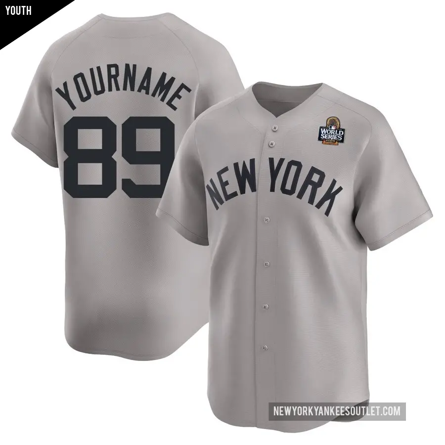 Youth New York Yankees ＃89 Braden Shewmake Limited Gray Away 2024 World Series Jersey