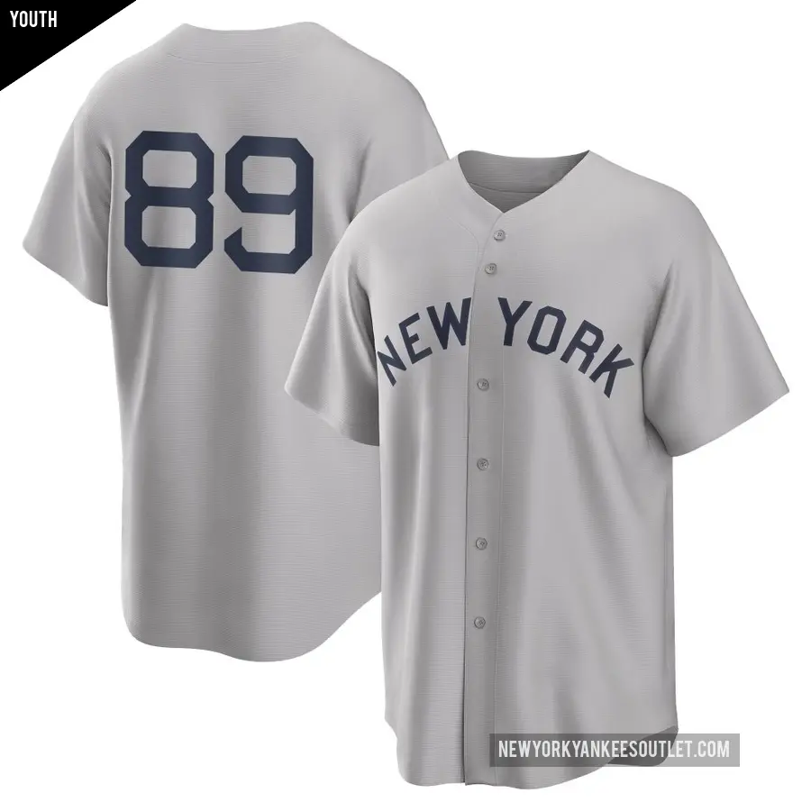 Youth New York Yankees ＃89 Braden Shewmake Replica Gray 2021 Field of Dreams Jersey