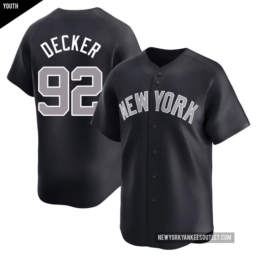 Youth New York Yankees ＃92 Brandon Decker Limited Navy Alternate Jersey